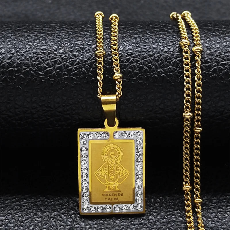 Catholic Saint Benedict Medal Necklace for Women Men Stainless Steel Silver Color San Benito Religious Chain Jewelry N8085S02