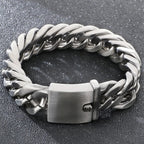 Classic Bracelet Men's 18MM Width Brushed Matte 316L Stainless Steel Curb Cuban Link Chain Man Bracelets Male Jewelry