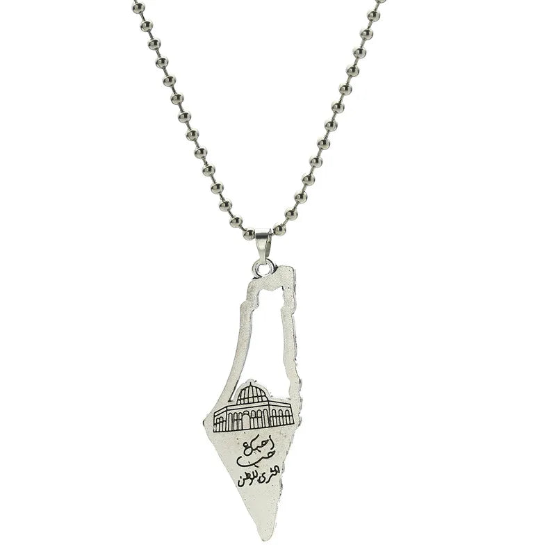 Palestine Map Pendant Necklace — Stainless Steel
