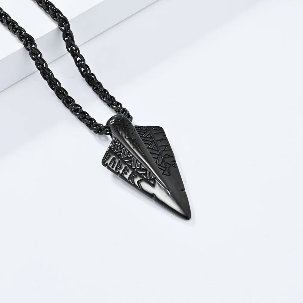 Nordic mythology Viking rune titanium steel necklace niche personality trendy men's cultural symbol pendant