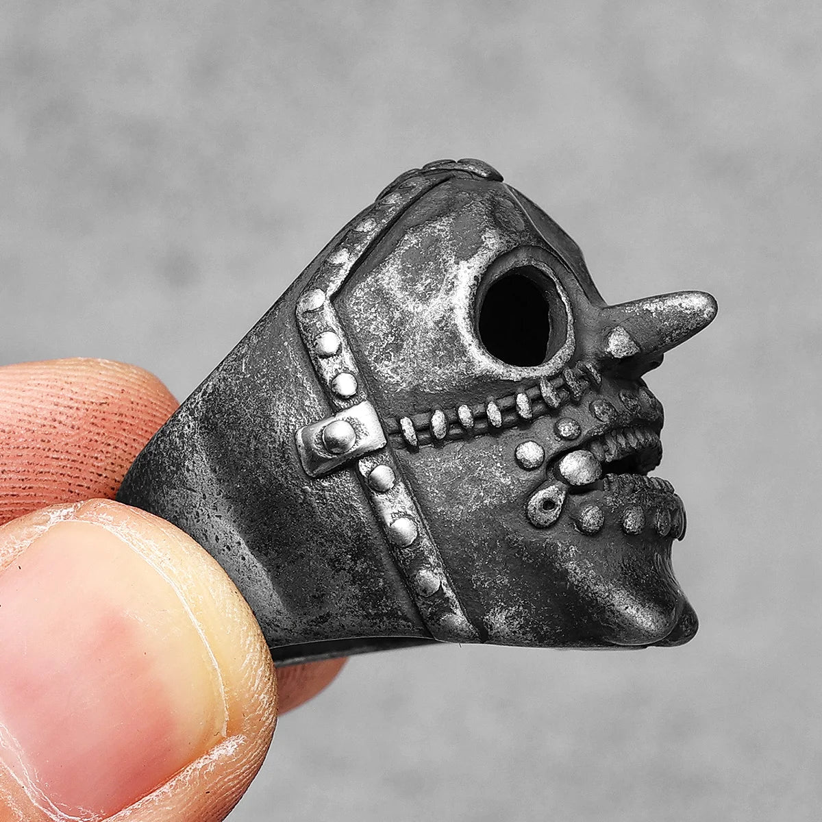 Tengu Skull Ring Black — Stainless Steel
