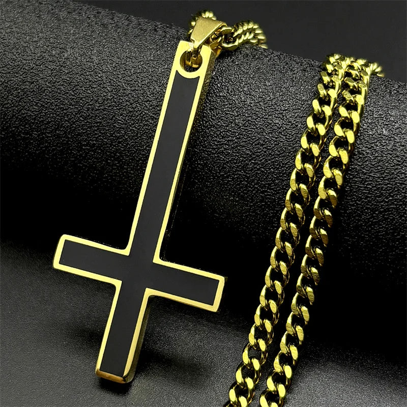 Cross Steel Pendant Upside Down Witchcraft Inverted