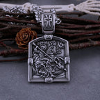 Stainless Steel Retro Religious Holy Warrior Necklace Men and Women Back Bible Cross Amulet Biker Pendant Necklace