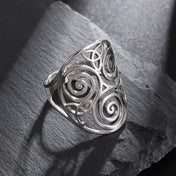 Stainless Steel Adjustable Triskele Rings Celtic Knot Spiral Amulet Rings for Women Triskelion Irish Jewelry Christmas