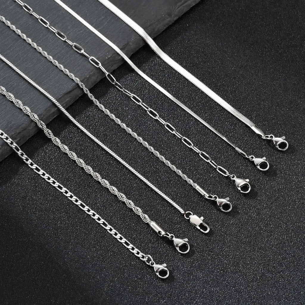 Silver Chain Bracelet Set 7pcs — Stainless Steel