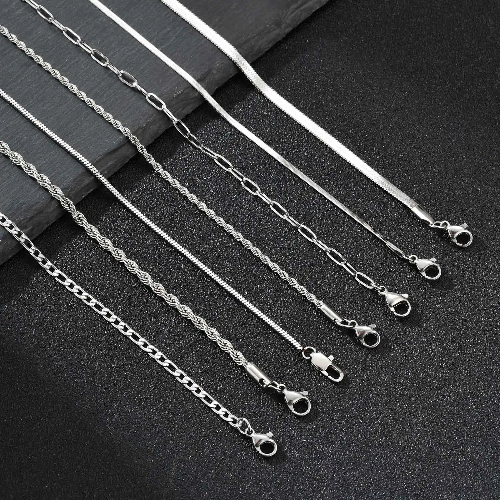 Silver Chain Bracelet Set 7pcs — Stainless Steel