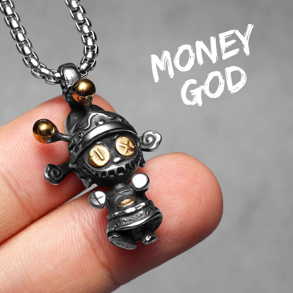 Money God Pendant Necklace — Stainless Steel
