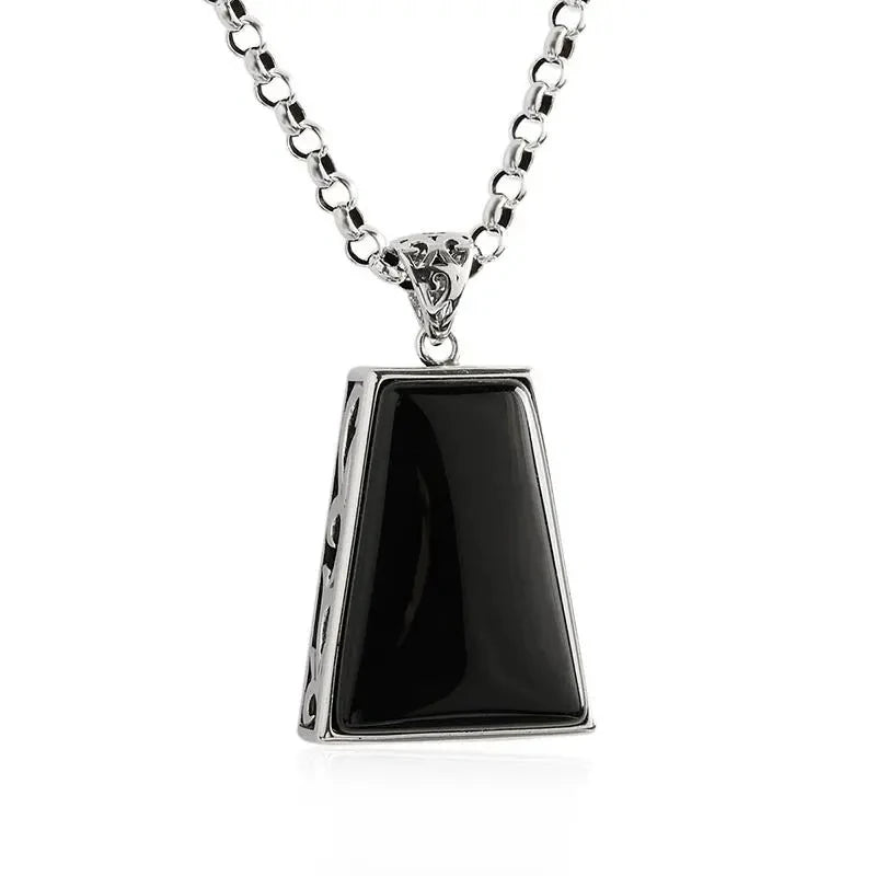 Geometric Retro Pendant Necklace — Two-Tone Chain, 45cm