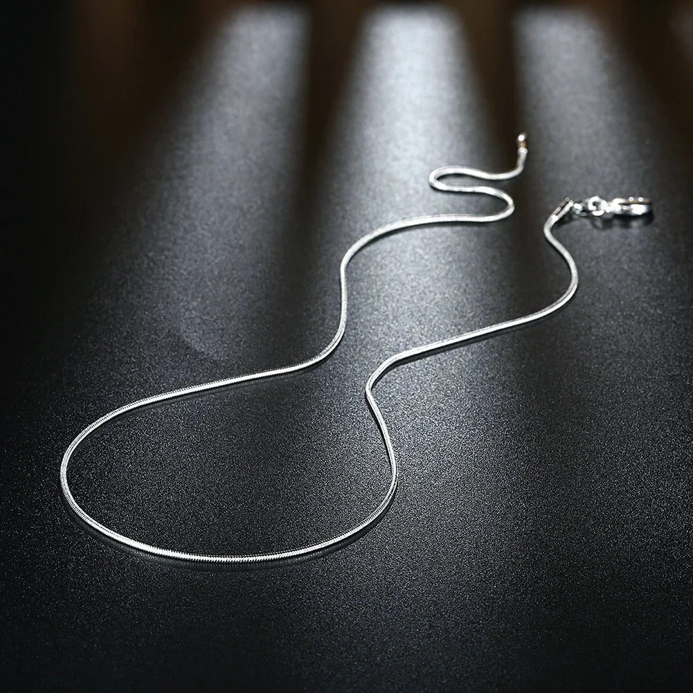 925 Sterling Silver 1mm Snake Chain Necklace For Women 16-30inches Fine Jewelry Wedding Fashion Party  Pendant Gifts