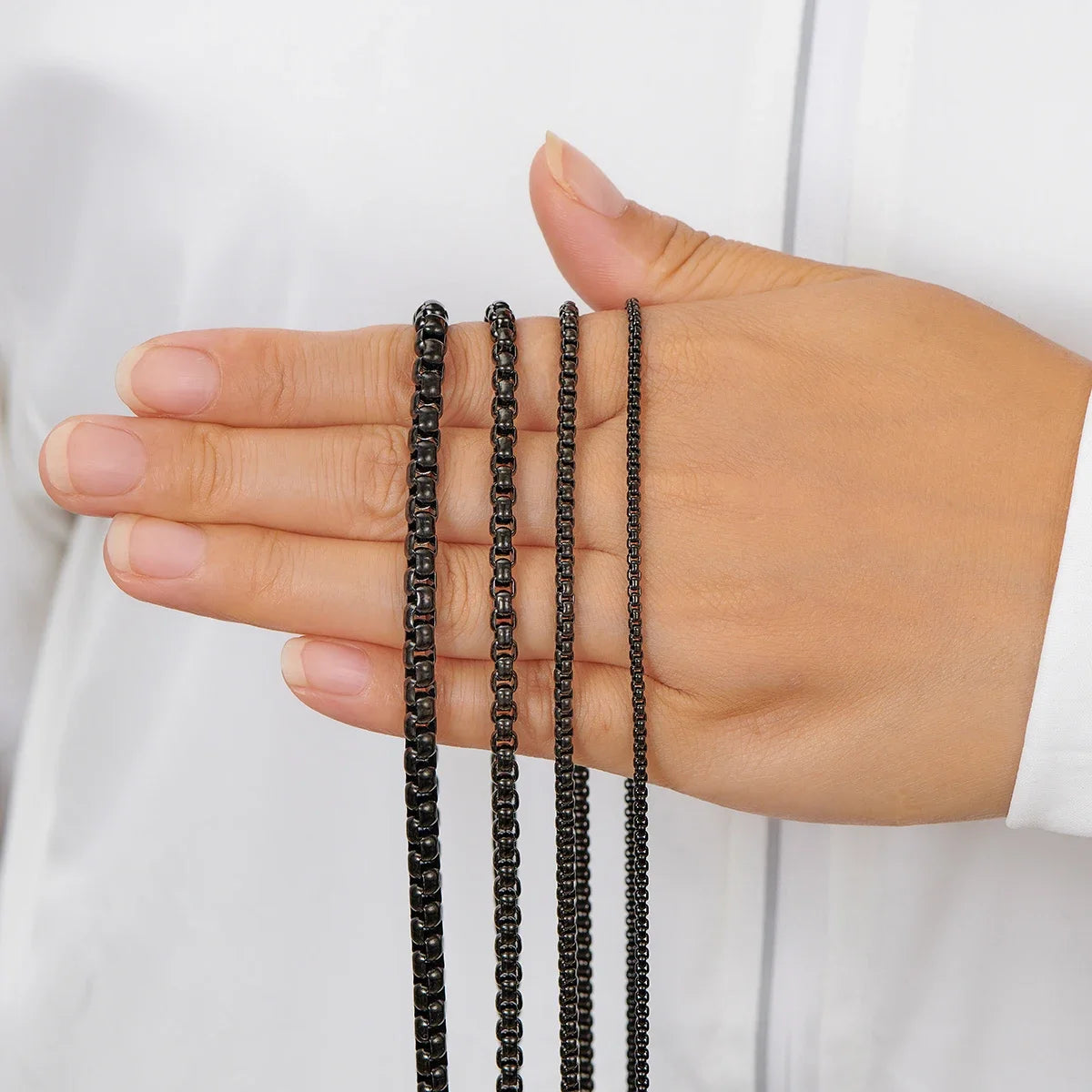 Black Box Curb Chain Necklace — Stainless Steel