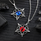 Antique Evil Eye Pendant Necklace For Women Men Creative Punk Hollow Star Colorful Eyeball Connect Choker Chain Jewelry