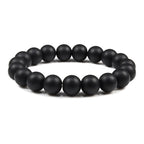 Natural Stone Bracelet Men 6/8/10mm White Black Dull Polish Matte Onyx Agates Shiny Round Beads Yoga Jewelry Bracelets