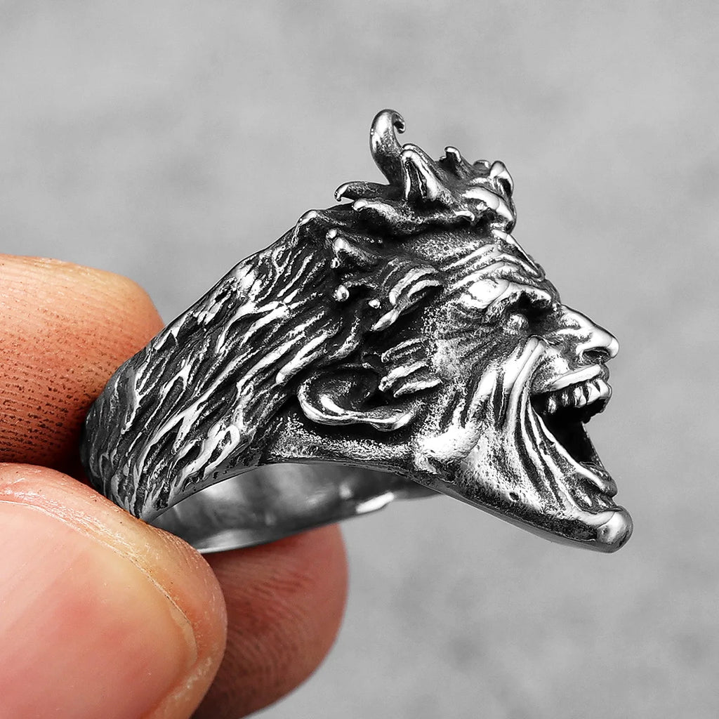 Clown Portrait Ring Stainless Steel Gothic