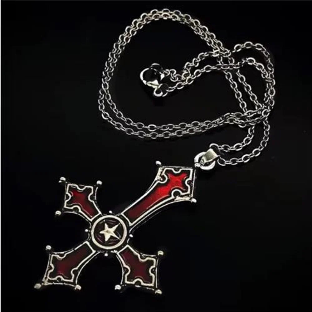 Gothic Inverted Cross Pendant Necklace