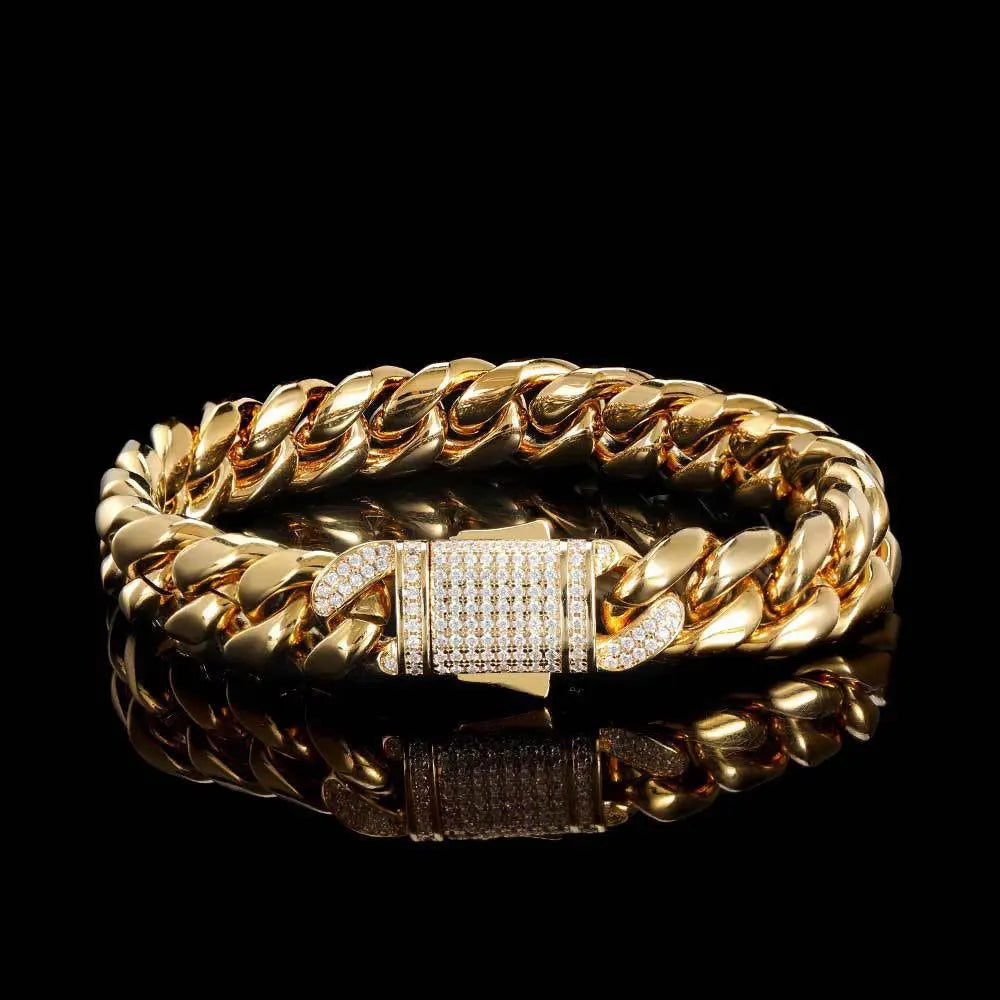 Stainless Steel Cuban Bracelet Iced Out Miami