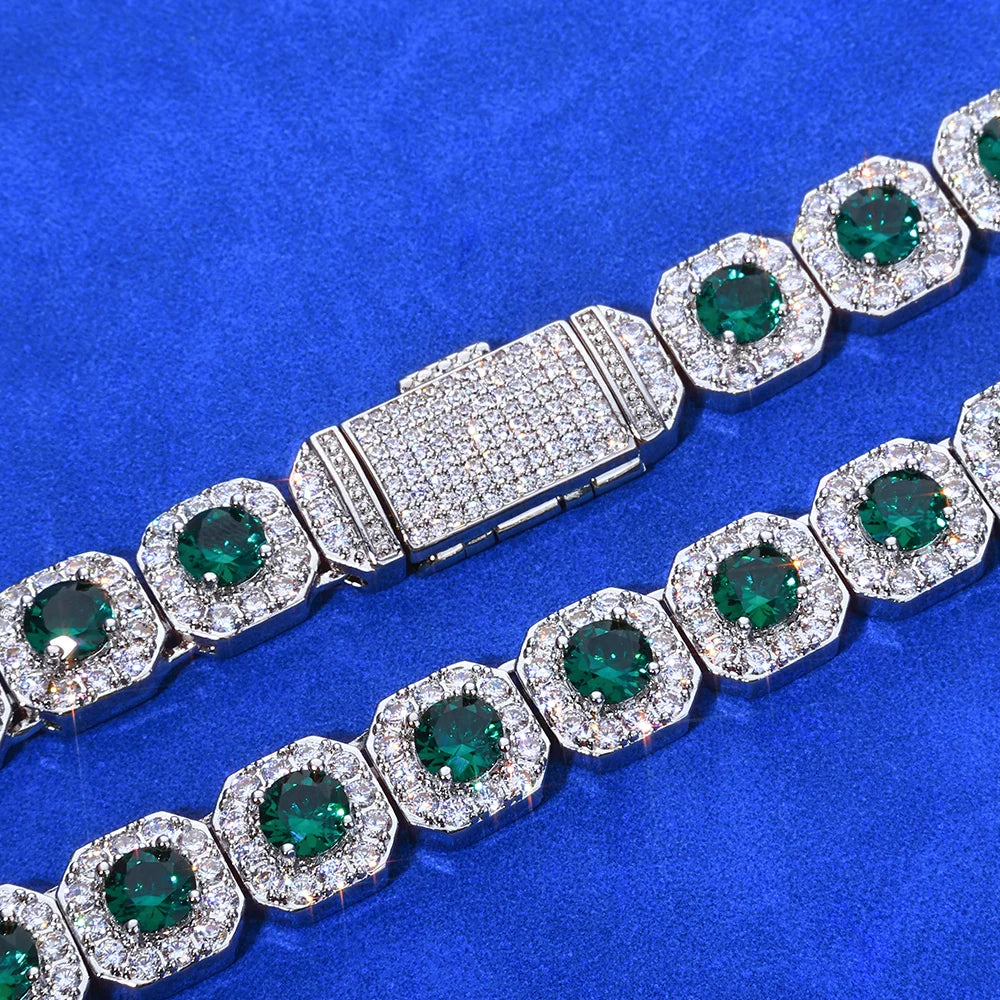 Tennis Bracelet Stainless Steel Emerald Crystal
