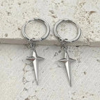 Punk Earring Mens Cross Single Spike Stainless Steel Stud Earrings Guys Jewelry Rock Hip Hop Party Jewelry Unisex