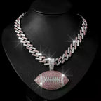 Football Pendant Necklace with 18-Inch Miami Chain — Sports Fan