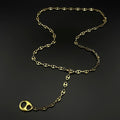 Gold Coffee Bean Chain Necklace New Design Hollow Oval Pendant Stainless Steel Jewelry Minimalist Unisex Streetwear