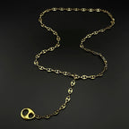 Gold Coffee Bean Chain Necklace New Design Hollow Oval Pendant Stainless Steel Jewelry Minimalist Unisex Streetwear