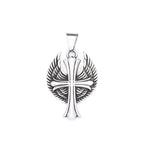 Cross Steel Pendant Vintage Punk Angel Wings Memorial