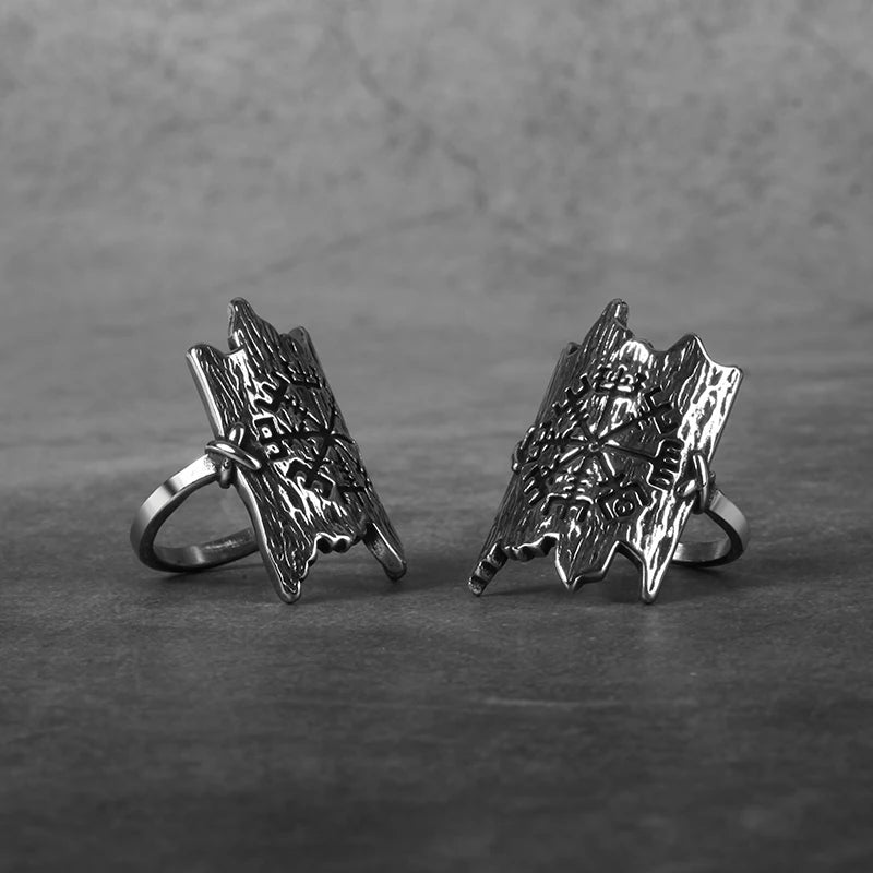 Boyfriend Gift Fashion Viking Compass Runic Rings Men Vintage Nordic Totem Odin Men Good Detail Anel Fashion Jewelry