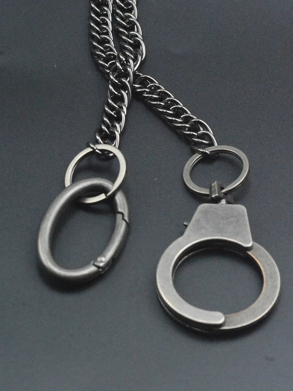 Biker Jeans Waist Chain Keychain — Black-Tone 10mm Carabiner