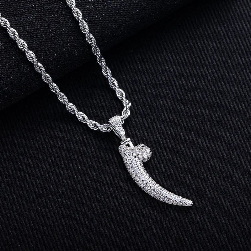 Iced Out Wolf Tooth Pendant Necklace