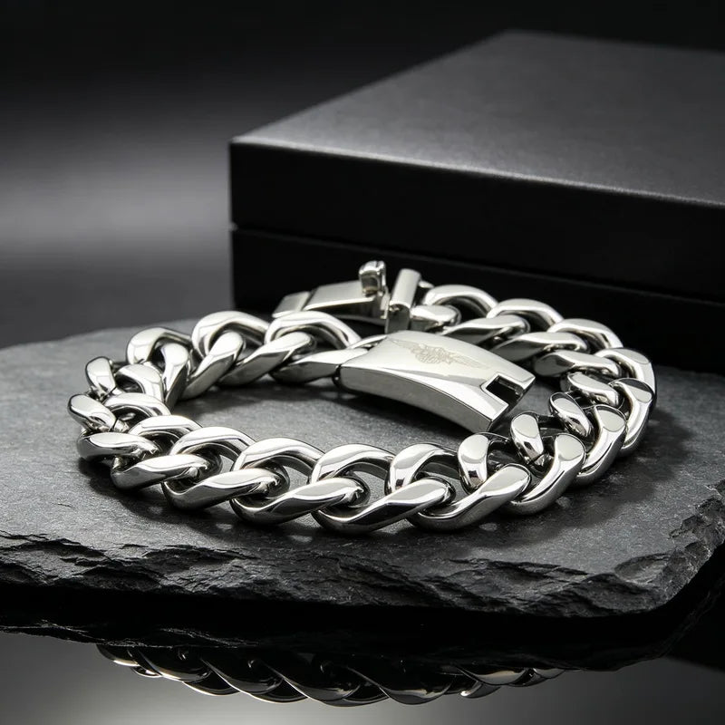 Men Bracelet for Man Stainless Steel Minimalism 13MM Curb Link Chain Men's Bracelets On Hand Bands Jewellery