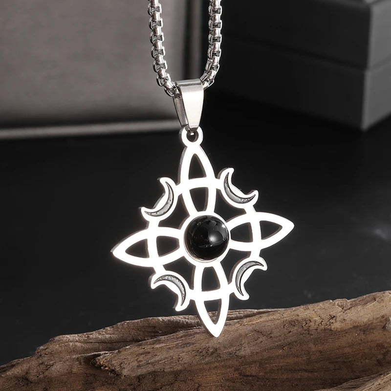 Celtic Witch Knot Pendant Necklace — Steel