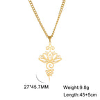 Unalome Lotus Flower Pendant Necklace — Stainless Steel Chain