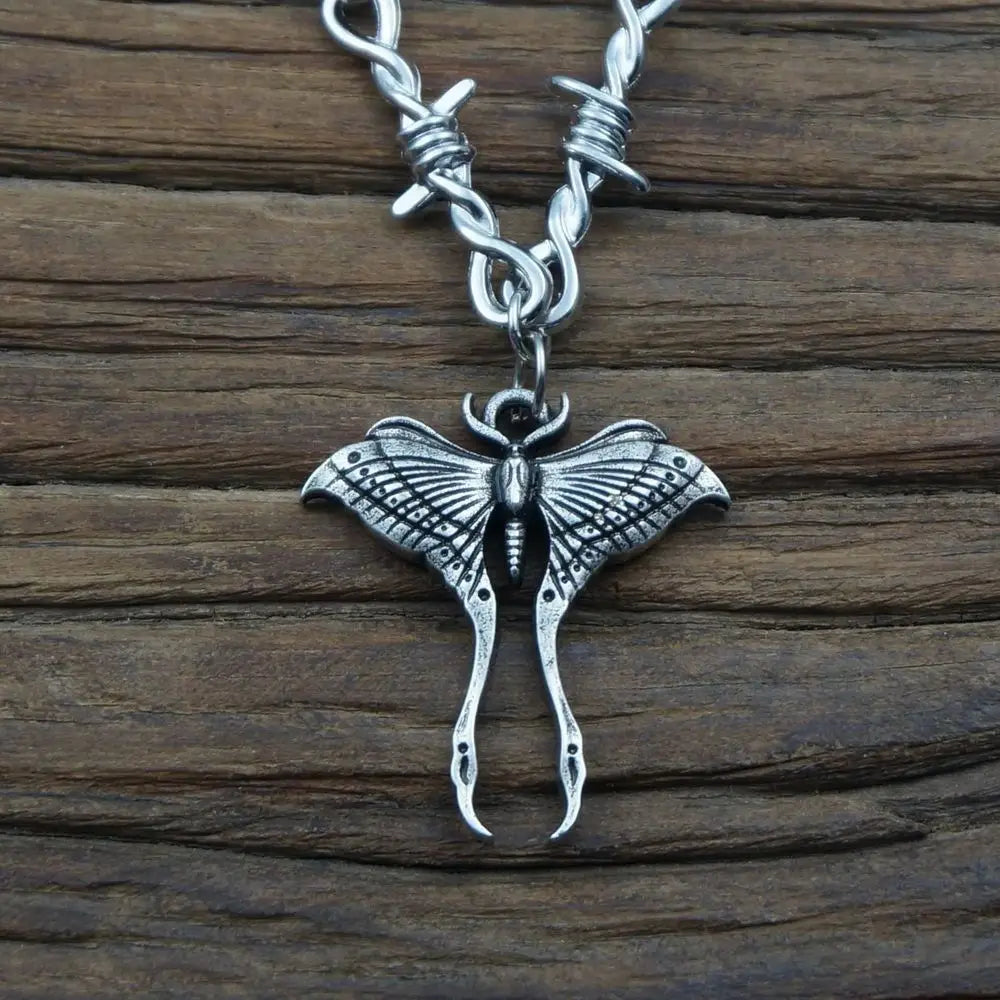 Gothic Death Moth Pendant Necklace