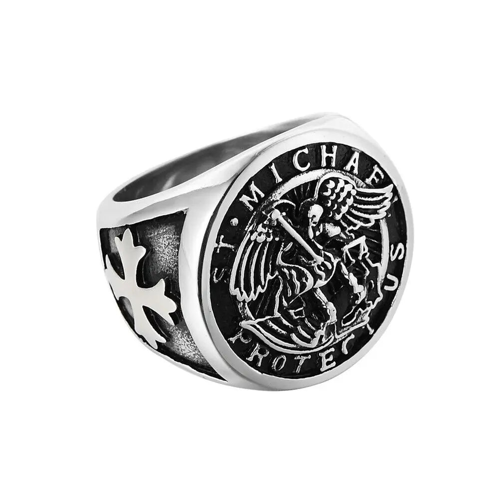 Saint Michael Archangel Ring — Stainless Steel