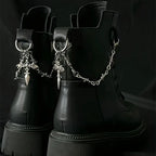 2Pcs Gothic Retro Spear Shaped Pendant Boot Chain Silver Metal Detachable Shoe Chain punk Boot Decoration Accessories
