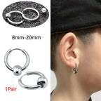 1 Pair Hoop Earrings Circle 8mm-16mm 316L Stainless Steel With Ball Earrings Piercing Plating No Fade Allergy Free For