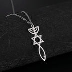 Star of David & Menorah Jewish Pendant Necklace — Stainless Steel