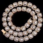 Iced Out Cuban Link Chain For Men Bling Square Tennis Chain Diamond Cuban Chain Hiphop Necklace Jewelry
