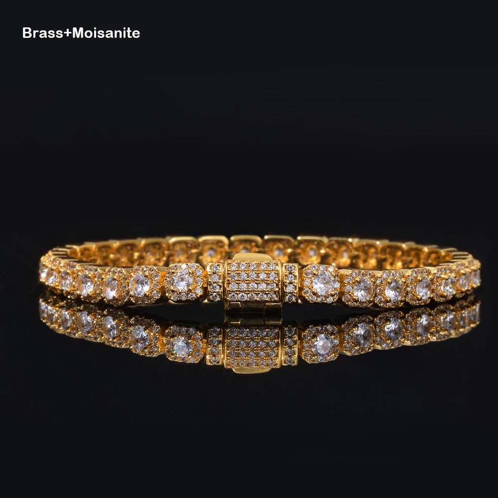 Gold VVS Tennis Chain Moissanite 5MM Iced Out