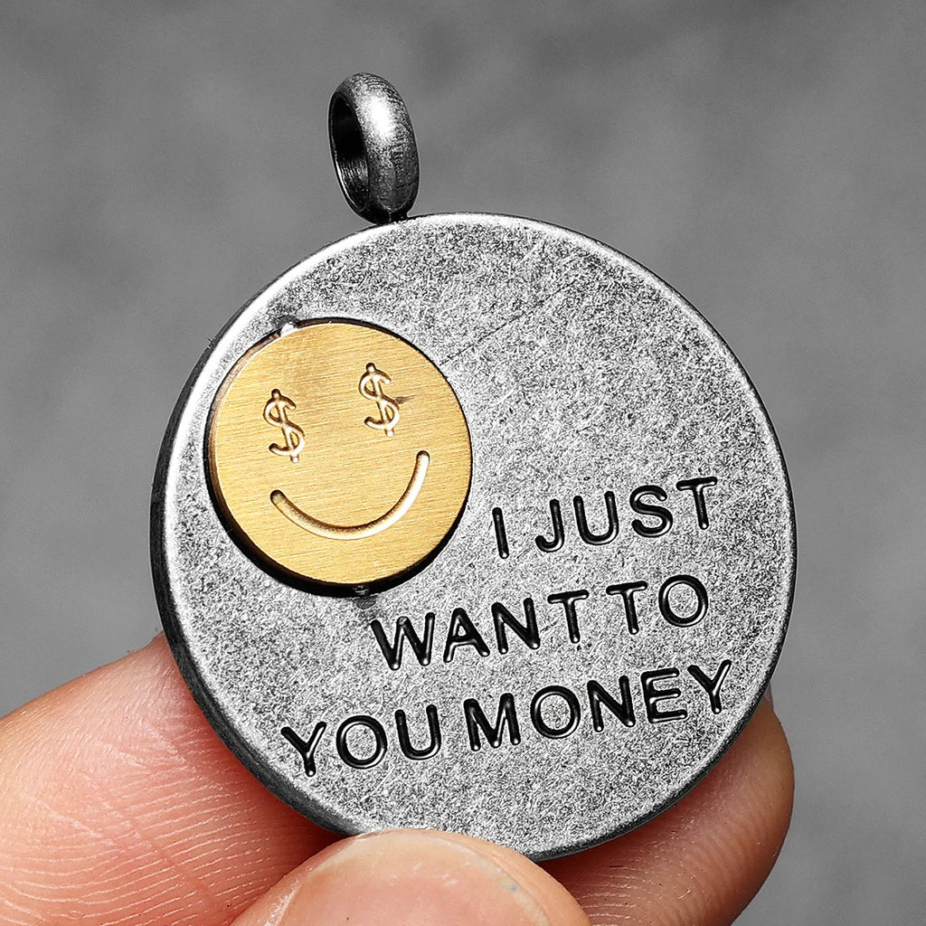 Get Rich Tag Pendant Necklace Stainless Steel