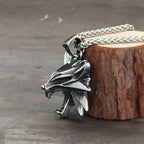 Viking Wolf Head Pendant Necklace — Stainless Steel