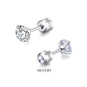 Iced Out Crystal Screw Stud Earrings — Stainless Steel