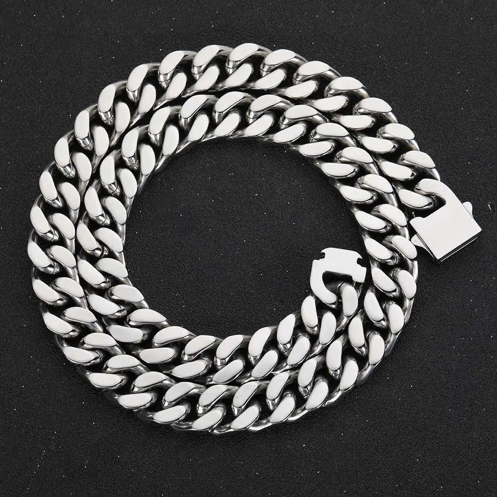 Popular Hip Hop Necklace Gold Plated Stainless Steel Cuban Link Chain Necklace Jewelry For Men
