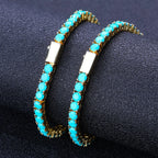 Gold Tennis Bracelet Blue Turquoise 4MM 18K