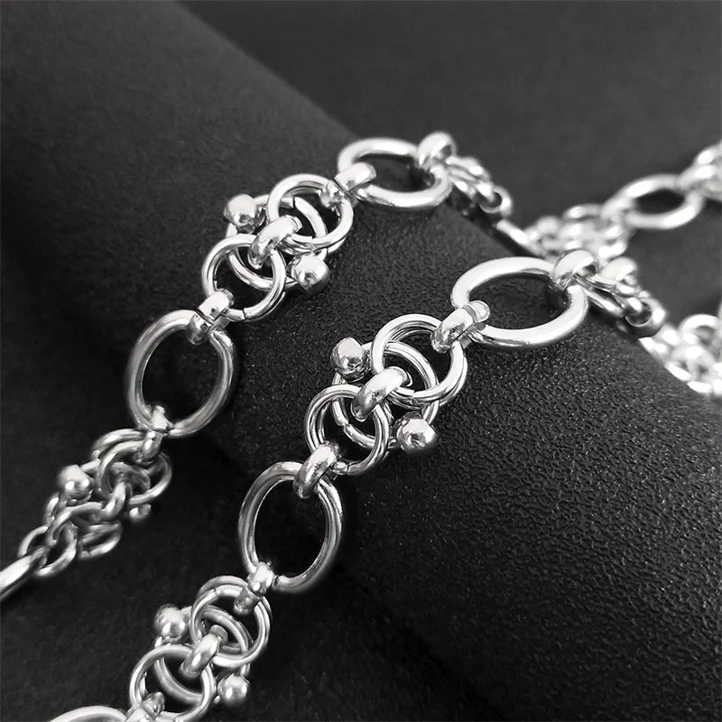 Gothic Thorns Knot Chain Necklace for Men Women Stainless Steel Silver Color Hip Hop Trend Neck Chains Cool Jewelry