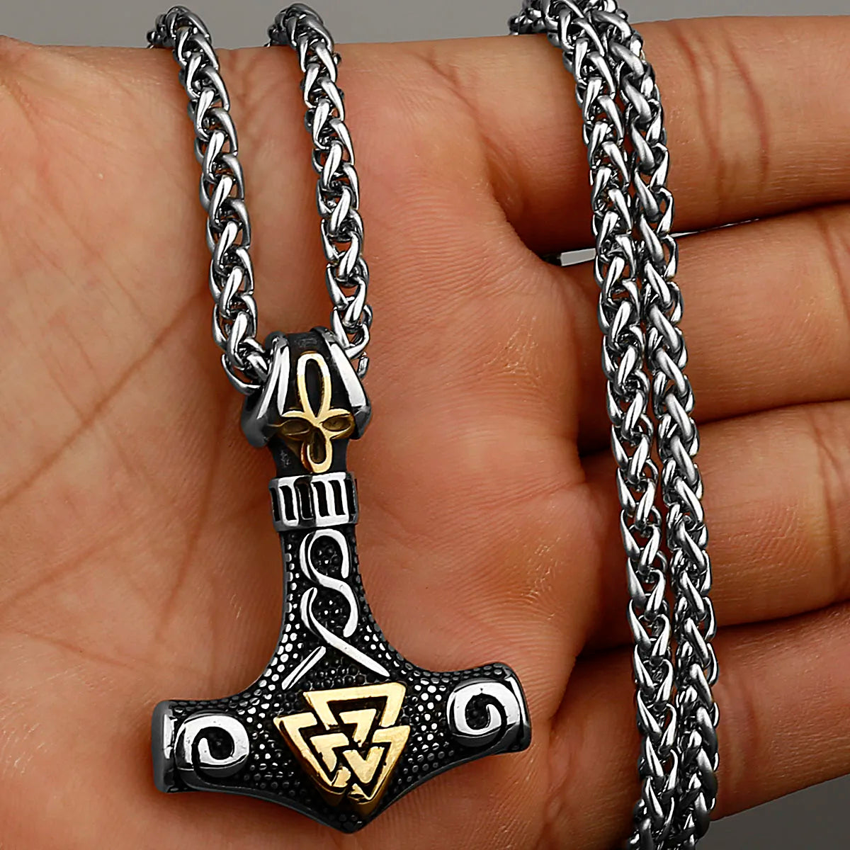 Original Viking Stainless Steel Thor Hammer Multiple Styles Domineering Unisex Necklace Pendant Boyfriend Gift
