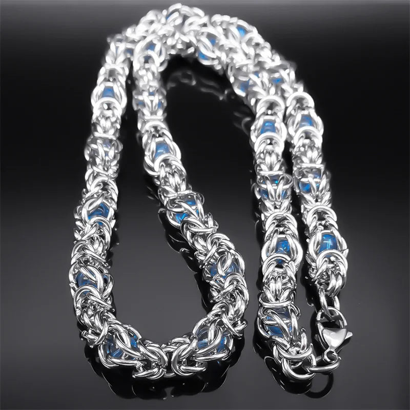 Trendy Byzantine Link Chain for Men Boys Stainless Steel Silver Color Think Necklace Biker Male Party Gift Jewelry