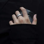 Rime Textured Inlay Beveled Edge Ring — Stainless Steel