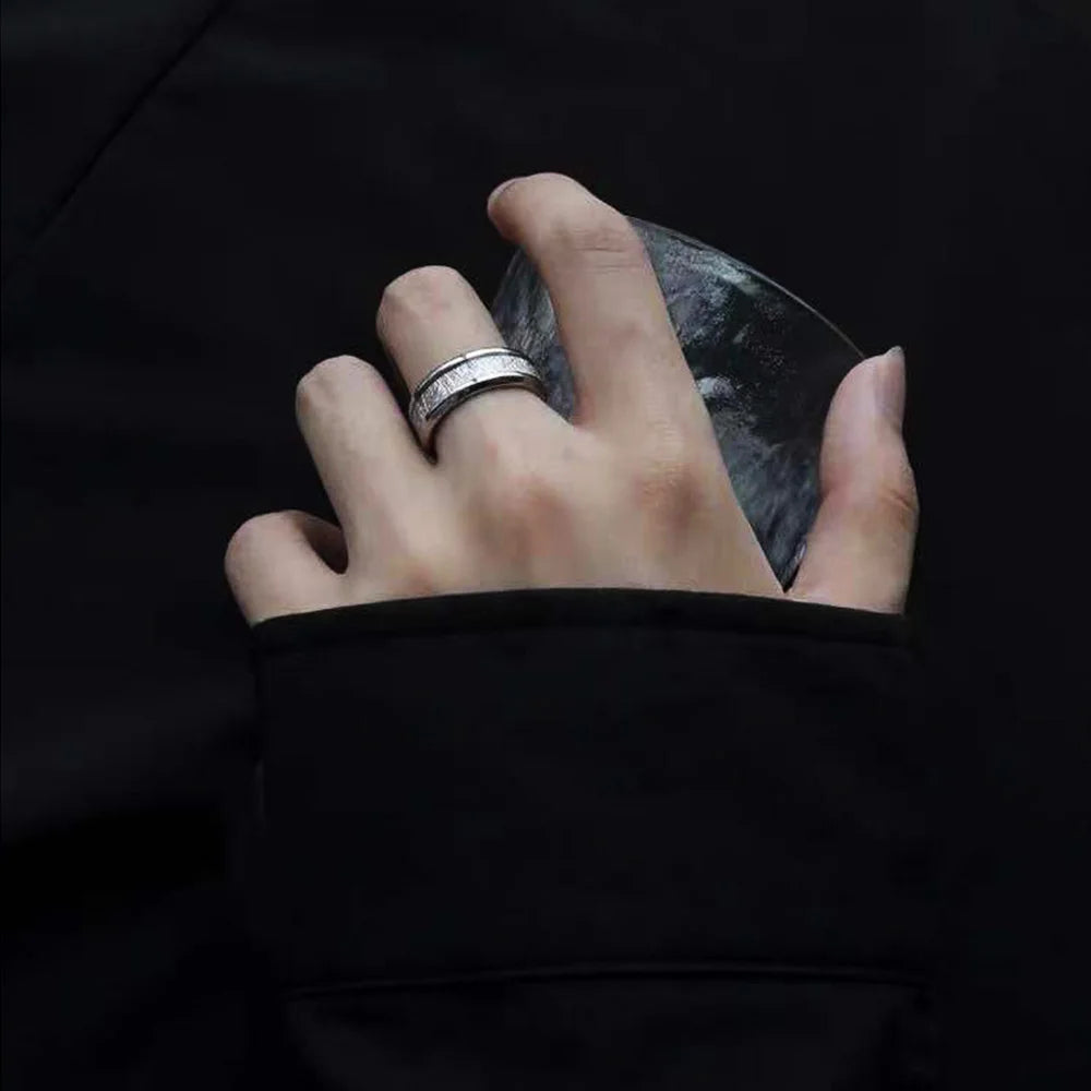 Rime Textured Inlay Beveled Edge Ring — Stainless Steel