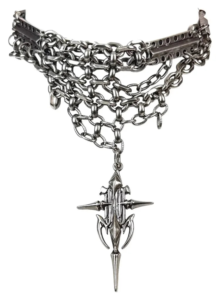 Alternative Copper Skull Thorn Choker - Jewelry Accessories for Women and Men, Spiked Pendant Necklace, Bold Unisex