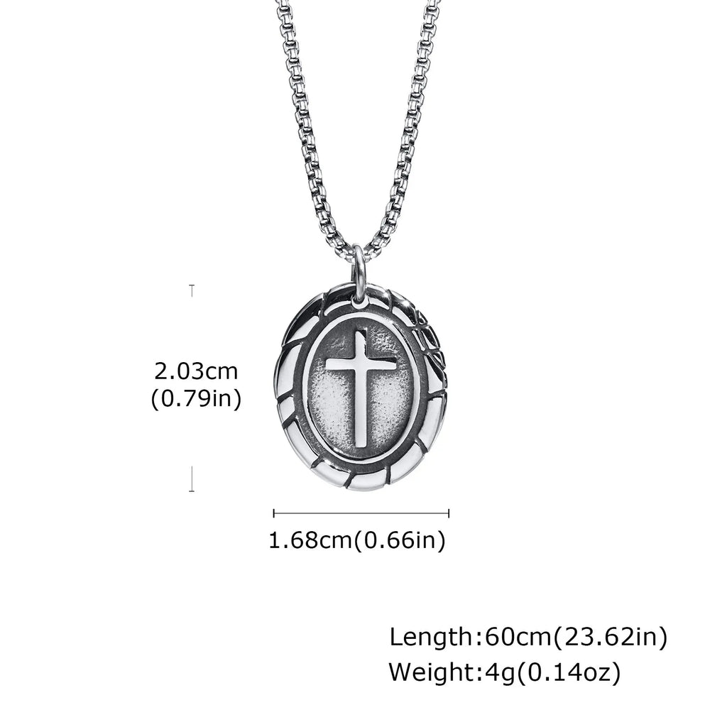 Cross Silver Pendant Necklace — Stainless Steel